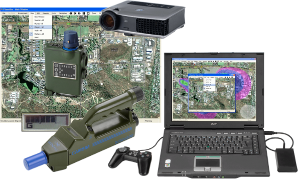PlumeSIM Wide-Area CBRNe / HazMat training system table-top-classroom-mode
